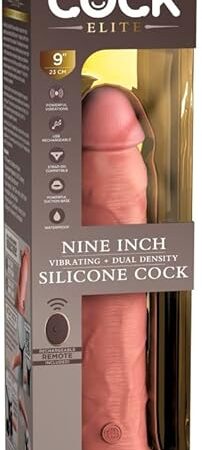 King Cock Elite 9" Vibrating Silicone Dual Density Cock Dildo - Light Flesh (with Remote)