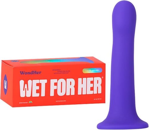 WondHer Bendable Strap-On Dildo with Suction Cup Base | Harness Compatible Sex Toy | Body-Safe Medical Grade Silicone | Sleek & Comfortable Design | Purple
