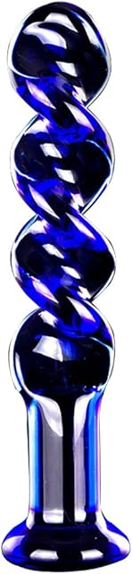 Blue Spiral Female G Spot Sex Toy Glass Crystal Massager Massage Masturbation Anus Anal Plug Sexy Sexual Wand Stick Penis