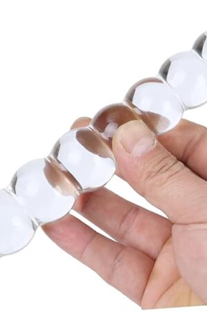 76" Clear Graduated Glass Anal Beads Butt Plug Crystal G Spot Dildo Sex Stimulation Pleasure Wand