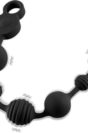 14 inch Silicone Vibrating Anal Beads, Rechargeable Flexible Vibrating Butt Plug Prostate Massager with 10 Vibration Modes, Anal Vibrator with 3 Powerful Motors, Sex Toys for Men Women Couples