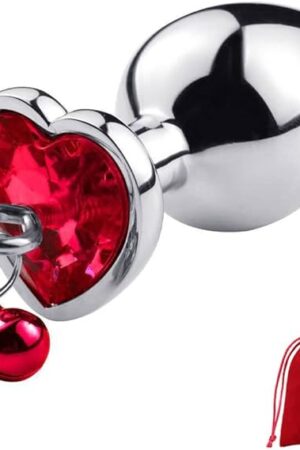 Butt Plush Plug Sex Heart Bell Anales Toy Plug Anal Butt Sex Heart Metal Bell Anal Butt Plug for Sex Heart Shape Crystal Butt Plug with Traction with Bag