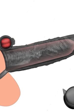 Vibrating Penis Extender 10 Vibration Enlargement Silicone Cock Sleeve with Ball Stretcher for Enlarge Thicken, Remote Control Realistic Penis Girth Sleeve, Sex Toy for Men & Couple