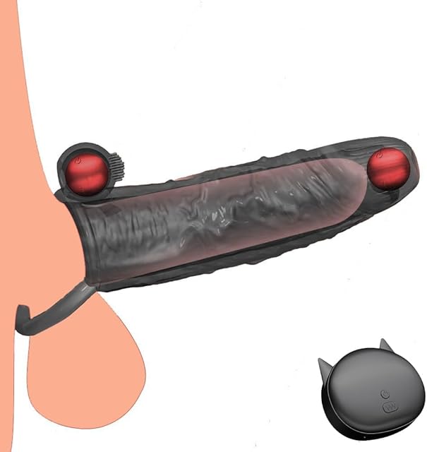 Vibrating Penis Extender 10 Vibration Enlargement Silicone Cock Sleeve with Ball Stretcher for Enlarge Thicken, Remote Control Realistic Penis Girth Sleeve, Sex Toy for Men & Couple