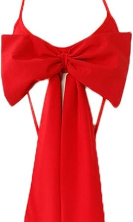Bow Lingerie for Women Red Sexy Christmas Valentines Bowtie Bra Present One Piece String Outfit Unwrap Me Nightwear