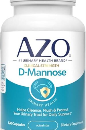 AZO D Mannose Urinary Tract Health, Cleanse, Flush & Protect The Urinary Tract, No1 Pharmacist Recommended Brand, Clinical Strength, Non-GMO, 120 Count
