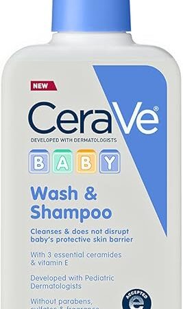 CeraVe Baby Wash & Shampoo, Fragrance, Paraben, & Sulfate Free Shampoo for Tear-Free Baby Bath Time, 8 Ounce