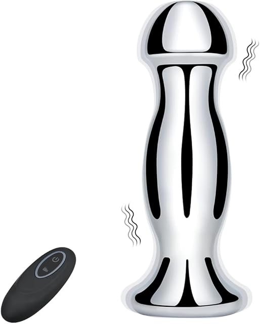 FST Long Vibrating Butt Plug Remote Control Vibrator with 10 Vibration Modes Prostate Massager for Masturbation Metal Anal Vibrator for Male Female Couples