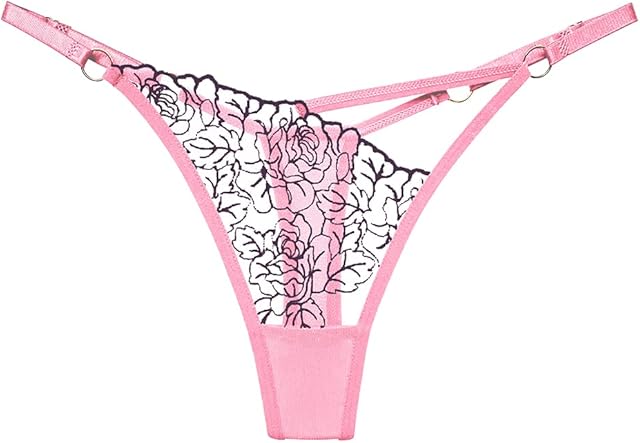 Women's Floral Lace Thongs Underwear Strappy T-back Panties