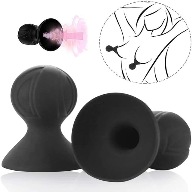 Female Silicone Nipple Sucker,Enlargement & Enhancer Silicone Suction Correction Cups for Nipple Therapy, Cupping and Correction (Black)