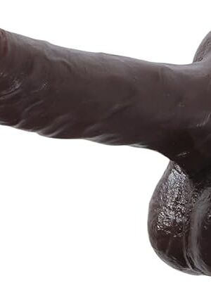 8-Inch Medium-Sized Black Dildo, Ultra-Realistic Dildo: Non-Porous Silicone, with Strong Suction Cup - Ideal Adult Penis Toy for Women, and Couples - Consoladores Lossless No29