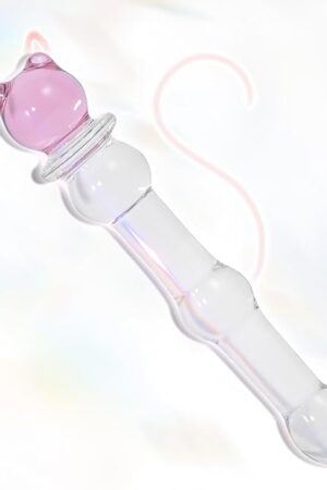 Glass Anal Plugs Anal Beads Cute Clear Butt Plugs Crystal Dildo Female for G-spot Massage Adult Sex Toys for Couples (L)