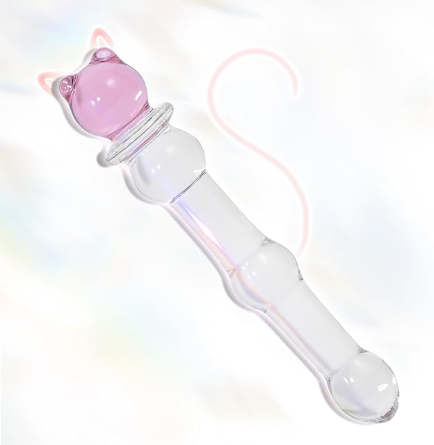 Glass Anal Plugs Anal Beads Cute Clear Butt Plugs Crystal Dildo Female for G-spot Massage Adult Sex Toys for Couples (L)