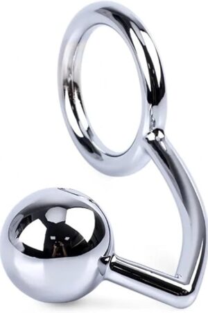 3 Sizes Large Ball Anal Plug Penis Ring Metal Sex Toysdelay Ejaculation Stainless Steel Cock Ring (Color : Medium)