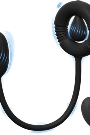 Vibrating Cock Ring with Prostate Massager Anal Vibrator, Silicone Pleasure Penis Ring, Clitoral Stimulator, Dual Motors 10 Vibrations Remote Control Anal Butt Plug for Men Couples Adult Sex Toys