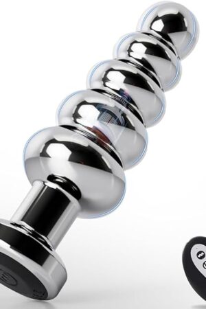 Anal Beads Vibrating Butt Plug, Metal Anal Plug Vibrator Anal Dildo Prostate Massager with 10 Vibrations, Anal Sex Toys Large Buttplug with Remote Control, Graduated Adult Toys for Men Women Gay