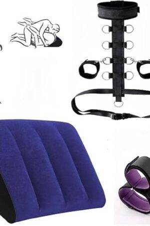 2025 Newly 2 in 1 Wedge Pillow Inflatable Cushion,Portable Pillow,Sex Things for Couples Kinky Play Hand Leg Cuffs Strap Set Ankle Wrist Restraints for Couple Under Queen Bed Sweater Yoga