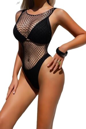 Women Fishnet Mesh Bodysuit Sexy One Piece Teddy Lingerie