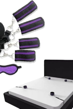 Bed Restraints Sex Kit BDSM Kit,Bondage Restraints Set Sex Toys with Blindfold Eye Mask Wrist Leg Restraint System Adjustable Bondage Set for Couples Sex Toyse(6 PCS)