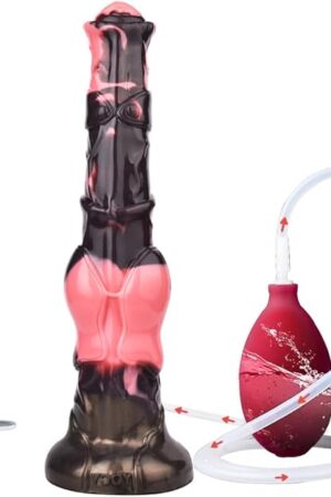 12 Inch Long Realistic Knotted Soft Silicone Horse Dildo Squirting Dildo Monster Fantasy Knotty Dragon with Suction Base