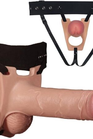 Honeypleasures Hollow Male Dildo Strap On Penis Long 8.5" and Fat 2" Penis Bondage BDSM G-Spot for Small Penis Men or ED Problems