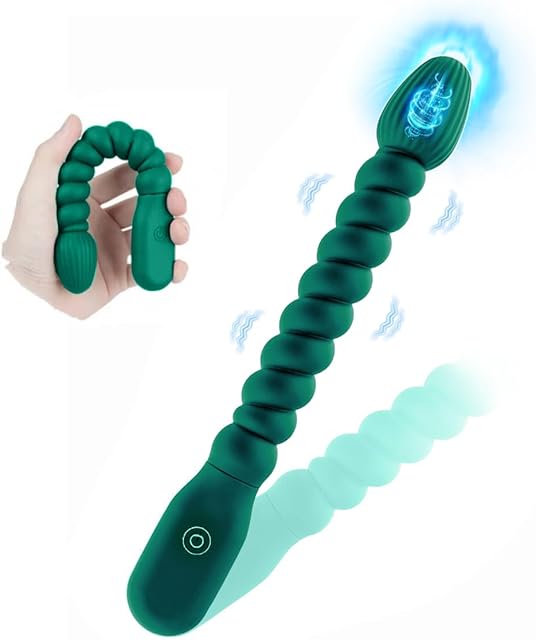 Anal Beads Butt Plug Adult Sex Toy, Sex Toys Clitoris G Spot Anal Stimulator with 10 Powerful Vibration Mode for Couples, Rechargeable Anal Plug Vibrator Male Prostate Massager for Men(Turquoise)