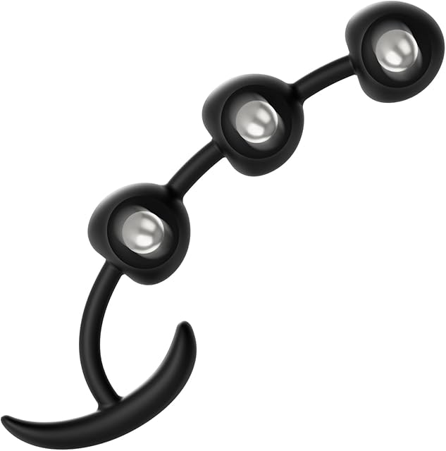 Anal Beads Silicone Butt Plug Flexible Anal Chain with Rotating Beads Prostate Massage G-spot Stimulation Sex Toys for Women Men and Couples (L)