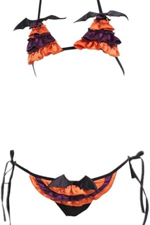 Halloween Devil Cosplay Costumes Lingerie for Women Sexy Anime Bikini Bat Pumpkin Fancy Dress Black
