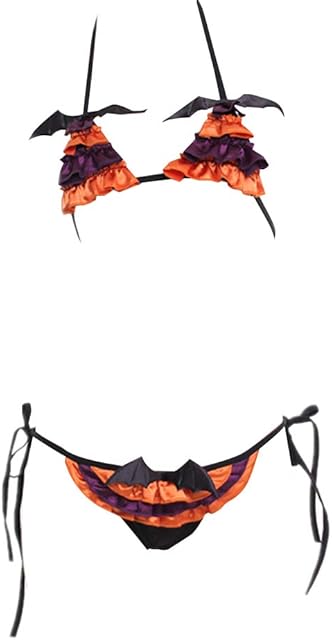 Halloween Devil Cosplay Costumes Lingerie for Women Sexy Anime Bikini Bat Pumpkin Fancy Dress Black