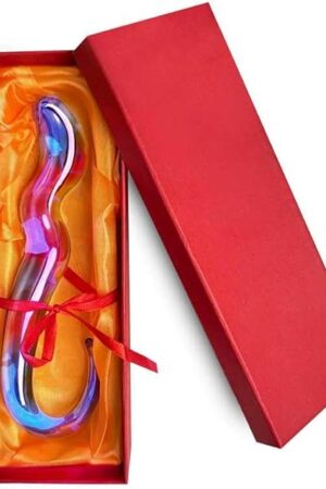 Fantasy Glass Dildo Crystal Anal Knot Dildo Clear Sex Toy, 71" Cute Anal Toys with Streamline Desgin for Beginners, Collectable Pleasure Wand for Women Men