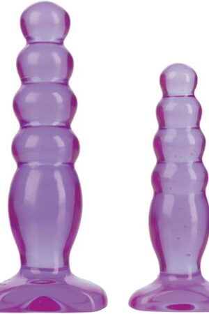 Doc Johnson Crystal Jellies - Anal Delight Trainer Kit - Small-Large - Suction Cup Base - Purple