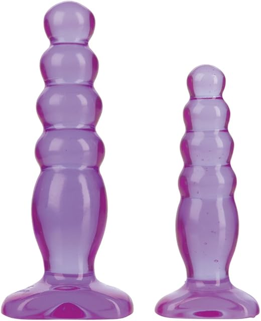 Doc Johnson Crystal Jellies - Anal Delight Trainer Kit - Small-Large - Suction Cup Base - Purple
