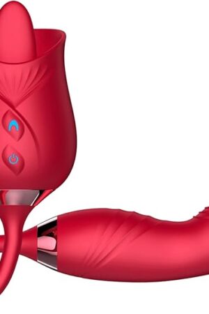 Clitoral Stimulator Rose Toy for Woman Dildo Vibrator Rose Sex Stimulator for Women with 4 * 10 Modes, 4 in 1 Tongue Licking Vibrator for Adult Massager for Women