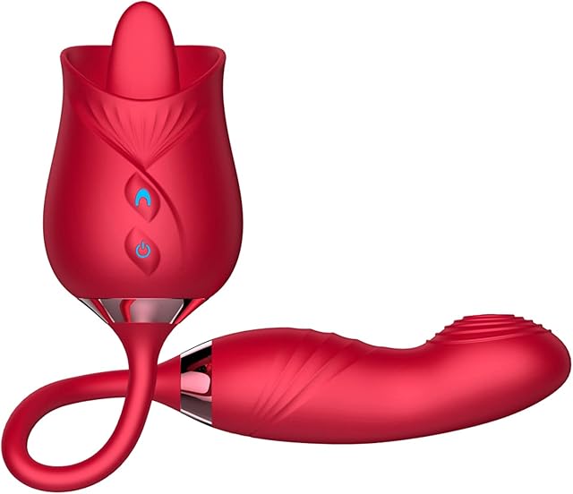 Clitoral Stimulator Rose Toy for Woman Dildo Vibrator Rose Sex Stimulator for Women with 4 * 10 Modes, 4 in 1 Tongue Licking Vibrator for Adult Massager for Women
