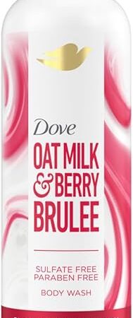 Dove Plant Milk Cleansing Body Wash Oat Milk & Berry Brulee for Moisturized Skin Gentle Cleanser, No Sulfate or Parabens, pH balanced 175 fl oz