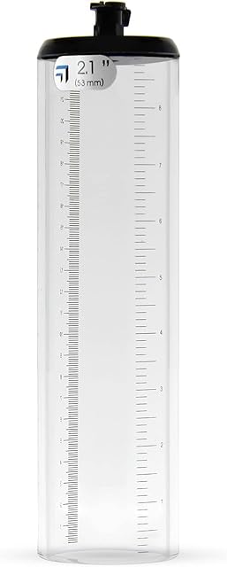 LeLuv 6mm Thick Walled Cylinder 21" x 9" for Penis Pumps, Seamless Untapered Clear Acrylic Adult Toy with Measurement Marks and Locking Vacuum Fitting