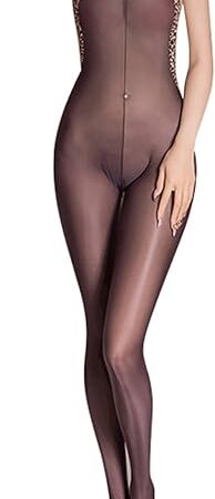 Bodystocking for Women Sexy Oil Shiny Bodystocking Nylon Leopard Print Halter Body Stocking