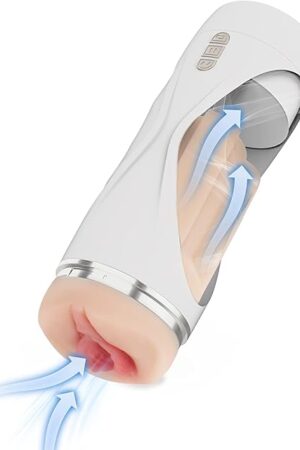 Automatic Male Masturbator Cup with 3 Speeds & 7 Powerful Vibrating Modes, 5 Vacuum Suction Electric Oral Sex Toys, 3D Realistic Textured Pocket Pussy with Lifelike Labia for Men Masturbation