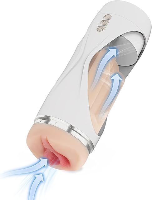 Automatic Male Masturbator Cup with 3 Speeds & 7 Powerful Vibrating Modes, 5 Vacuum Suction Electric Oral Sex Toys, 3D Realistic Textured Pocket Pussy with Lifelike Labia for Men Masturbation
