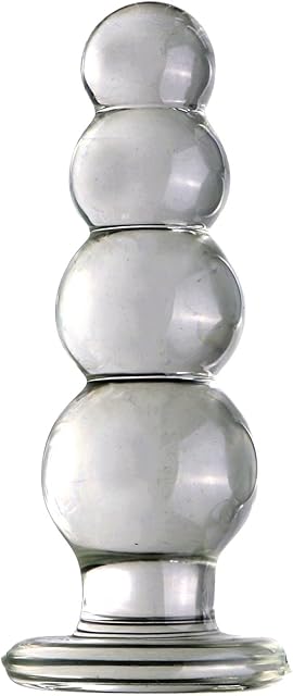 Glass Penis Pleasure Wand Anal Plug,Crystal Glass Anal Plug Transparent Anal Beads with Round Base G Spot Stimulation Massager Pleasure Wand Penis Masturbation Anal Sex Toys for Men Women (M)