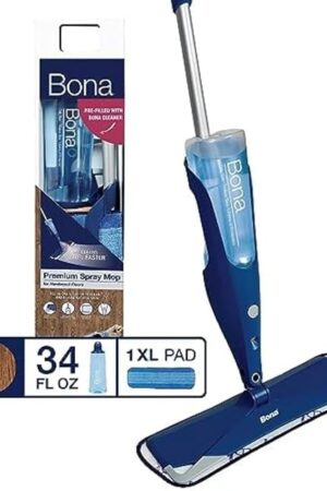 Bona Hardwood Floor Premium Spray Mop - Includes Hardwood Floor Cleaning Solution and Machine Washable Microfiber Cleaning Pad - Dual Zone Cleaning for Faster Cleanup - Spray Mop for Wood Floors