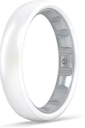 Enso Rings Elements Luxe Classic Thin Silicone Ring - Comfortable and Flexible Design - 4.3mm Wide, 1.75mm Thick - Pearl - Size 10