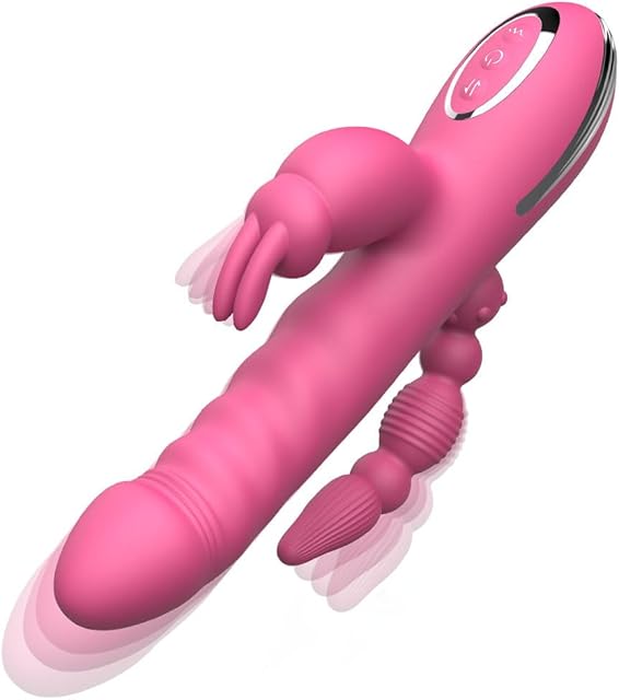 3 in 1 G-Spot Rabbit Dildo Vibrator Adult Erotica with 10 Vibrations and 10 Stretch Modes - Silicone Waterproof Rechargeable Clitoral Vaginal Stimulation Massager