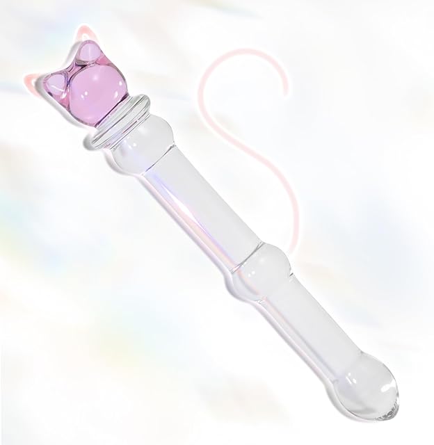 Glass Anal Plugs Anal Beads Cute Clear Butt Plugs Crystal Dildo Female for G-spot Massage Adult Sex Toys for Couples (M)