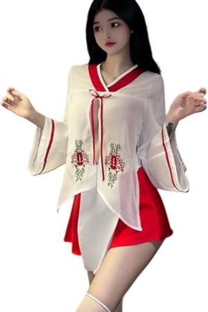 Women's cosplay Japanese kimono pajama print perspective Halloween dress lingerie