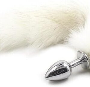 Anal Plug - False Fox Tail Butt Plug Anal Toy, Metal Anal Butt Plug with Tail, Anal Stimulator Fluffy Fox Tail for Women Cosplay, Butt Plush Plug Adult Anal Sex Play Toys (WHITE)