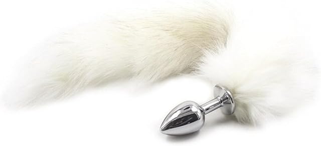 Anal Plug - False Fox Tail Butt Plug Anal Toy, Metal Anal Butt Plug with Tail, Anal Stimulator Fluffy Fox Tail for Women Cosplay, Butt Plush Plug Adult Anal Sex Play Toys (WHITE)