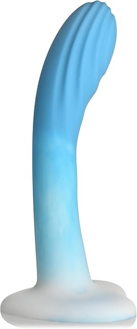 Curve Novelties 85018: Simply Sweet Rippled Silicone Dildo 7In Blue/W