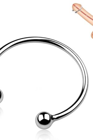 FST Stainless Steel Cock Ring for Men Glans Ring in 6 Sizes Open Pleasure Ring with 2 Beads for Penis Massage Increase Stimulation BDSM Male Penis Ring Sex Toys (L)