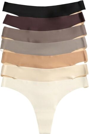 Women's Seamless Underwear 7 Pack No Show Thongs Comfortable Panties